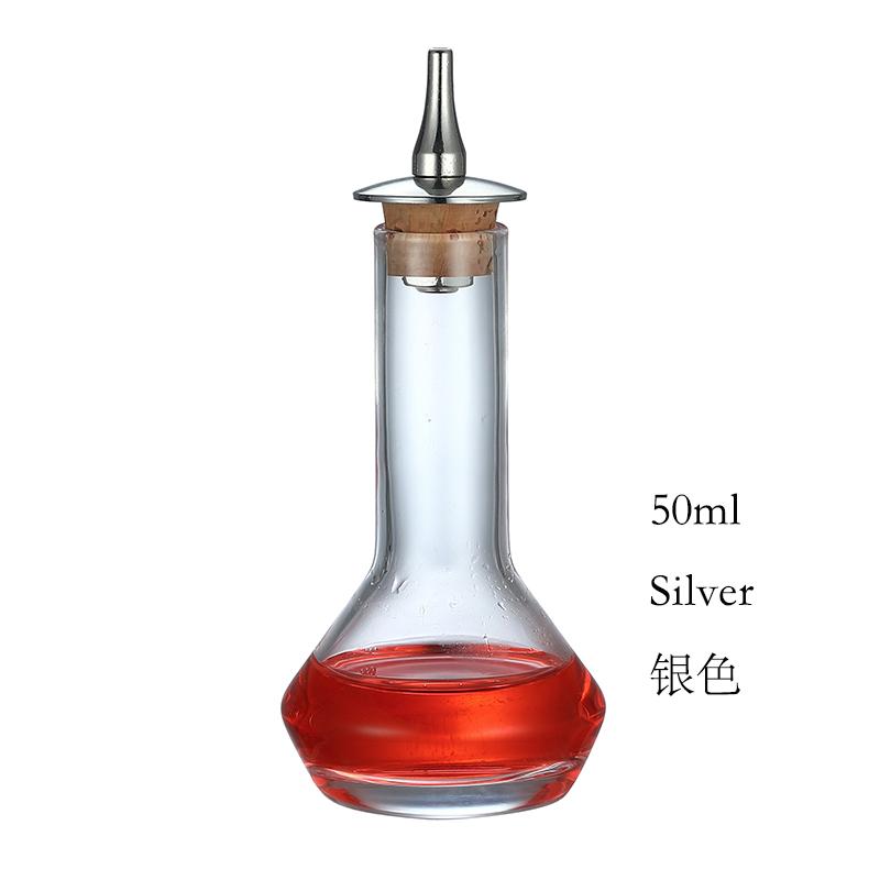 Bouteille en Verre de 50 ml pour Bitters de Cocktail - avec Bouchon Doseur en Acier Inoxydable, Design Cage à Oiseaux pour Mixologue Professionnel