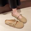 Flat bottom soft bottom bag head half slippers women's versatile wear 2025 new spring and autumn leisure work gentle evening shoes