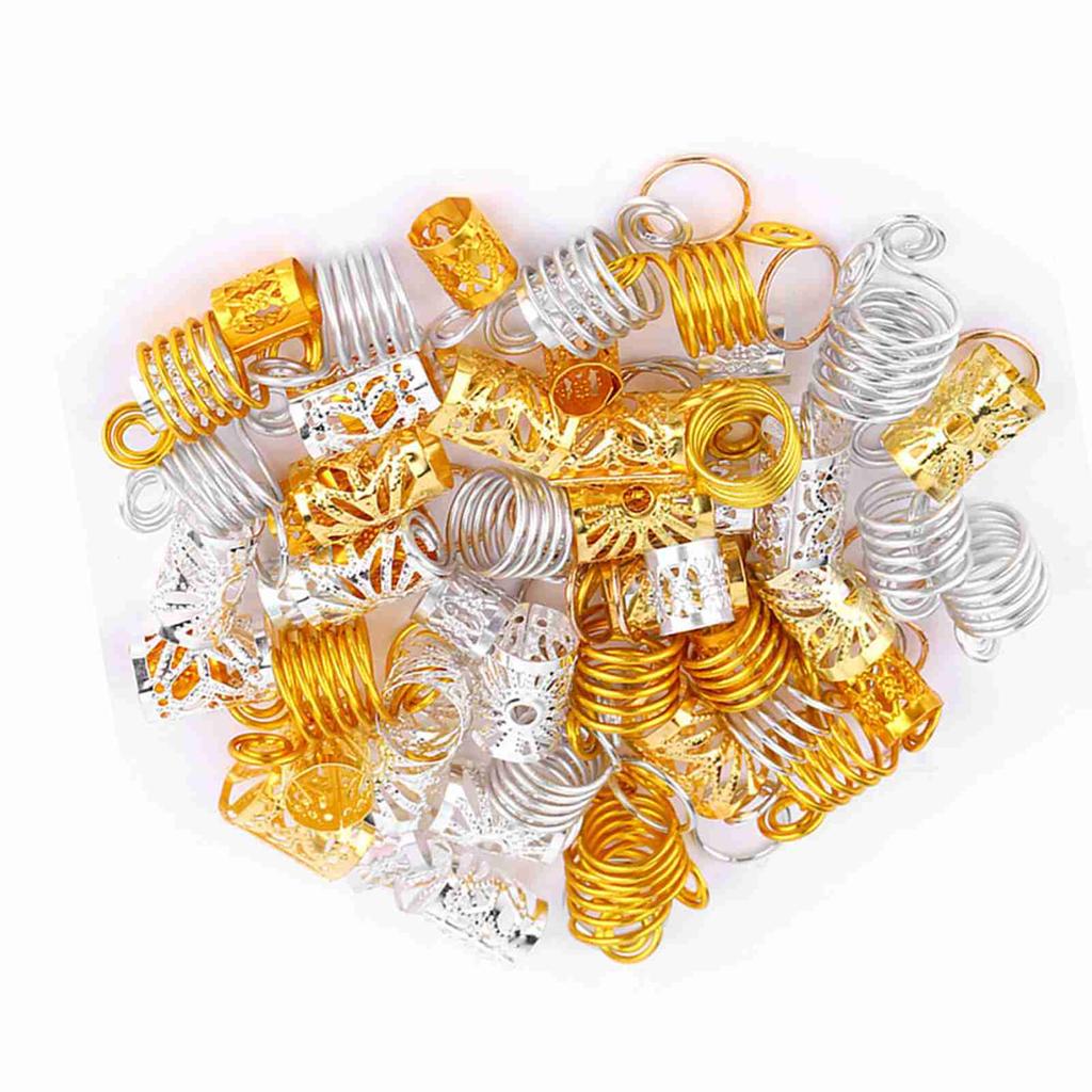 90pcs Hair Braid Rings Dreadlock Three Ply Hair Clips Loops Decoration for Women & Girls