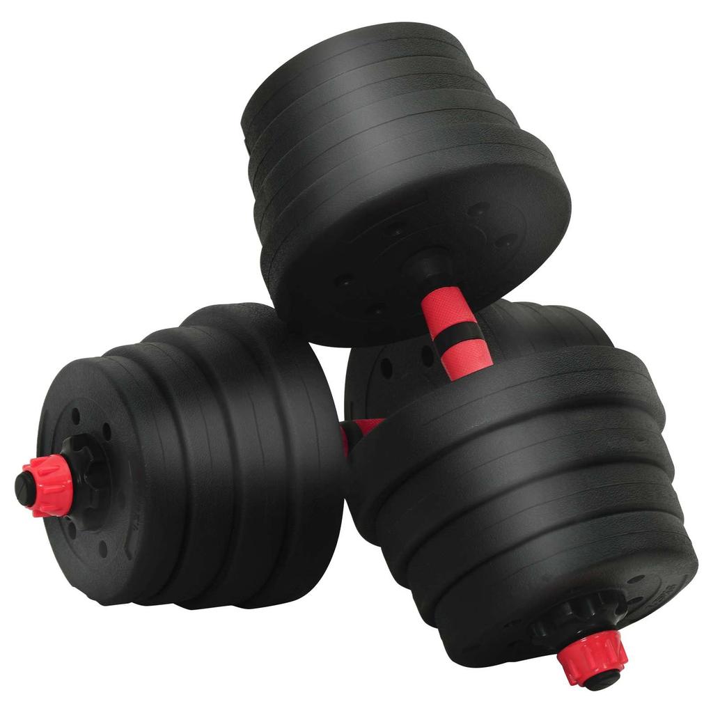 2 In 1 Adjustable Dumbbell and Barbell Set 30 Kg Black and Red