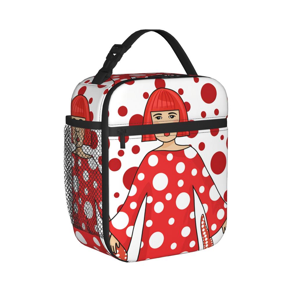 Yayoi Kusamas Lunch Bag Outdoor Picnic Lunch Box For Unisex Kawaii Graphic Tote Food Bags Waterproof Portable Cooler Bag