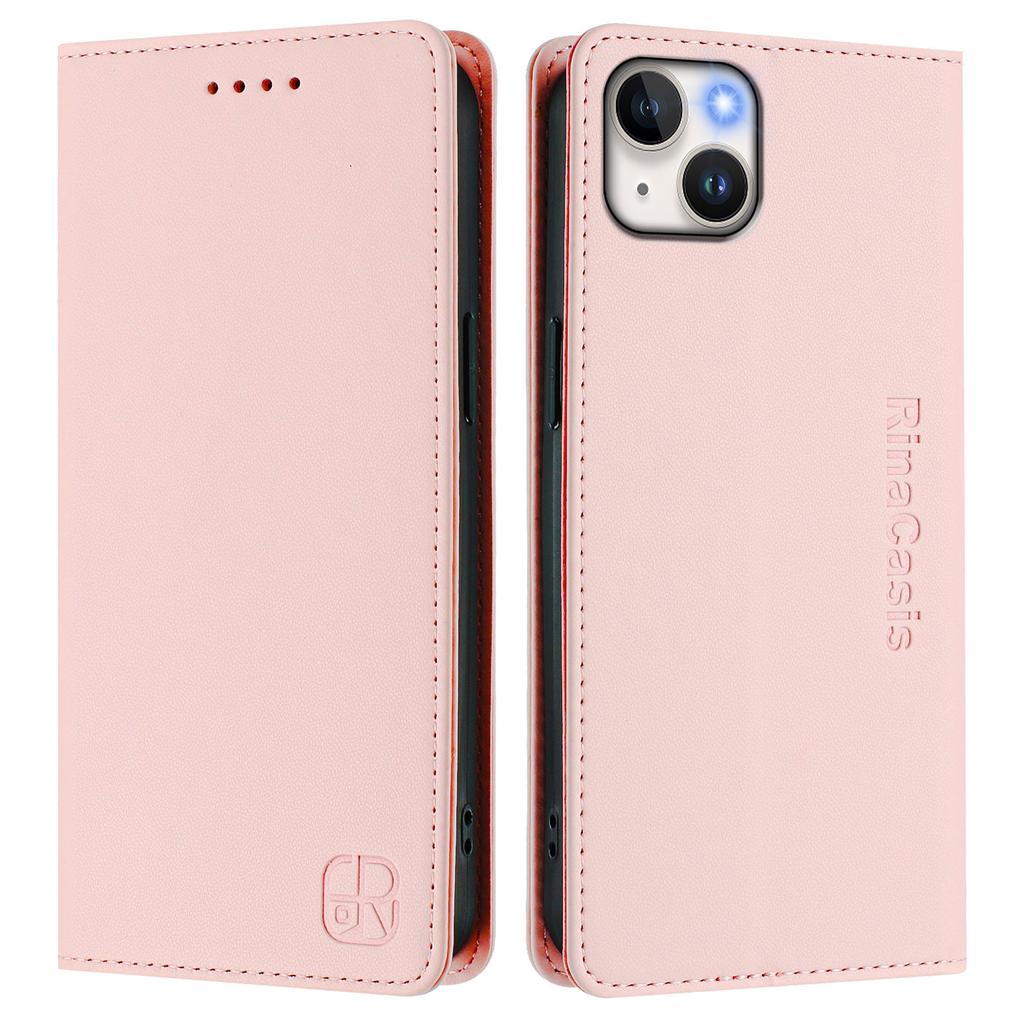 For iPhone 15 Plus Leather Case RINACASIS RC01 Phone Cover with RFID Blocking Wallet Stand