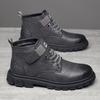 Autumn and Winter Men's Martin Boots Fleece Warm Snow Boots Versatile Trend Soft Leather Casual Shoes Tooling Boots