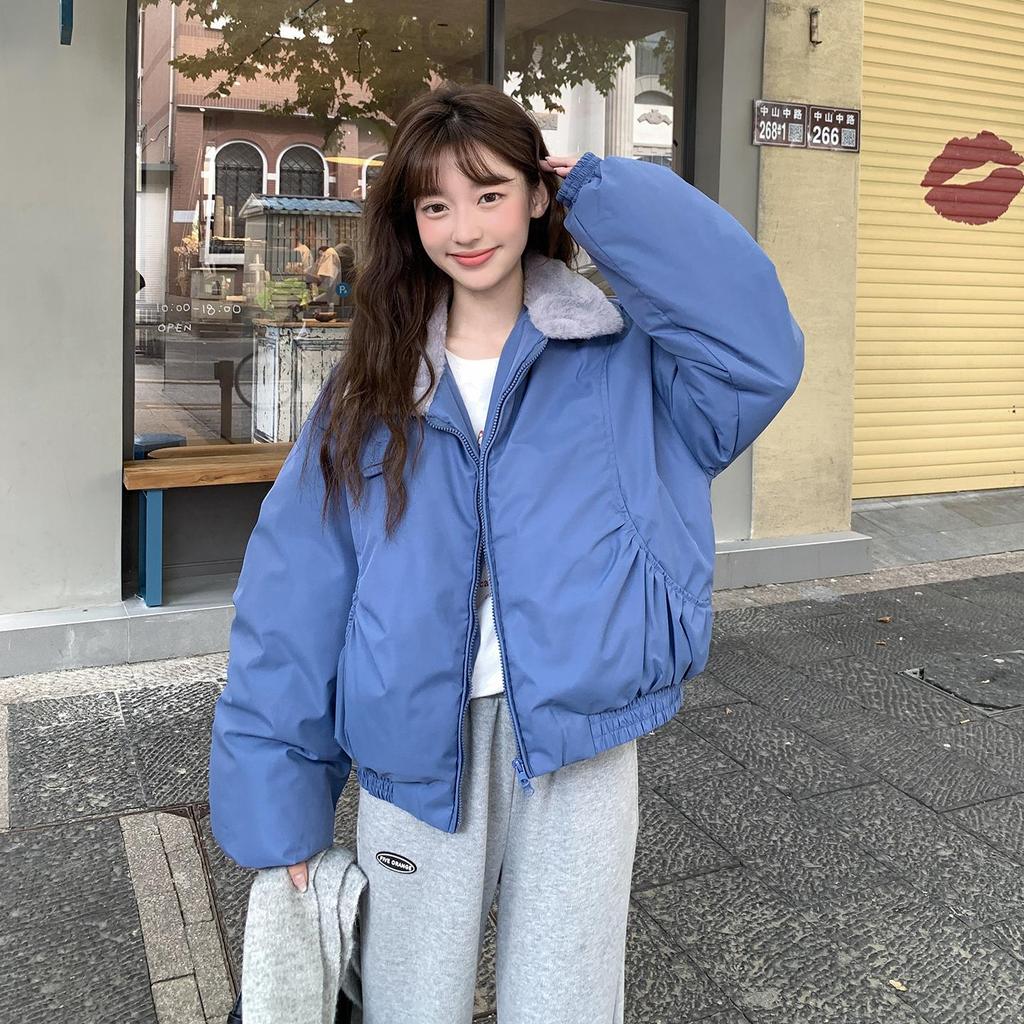 Autumn Winter Thicken Warm Parka Women Casual Sweety Solid Color Big Pocket Loose Jackets Outwear