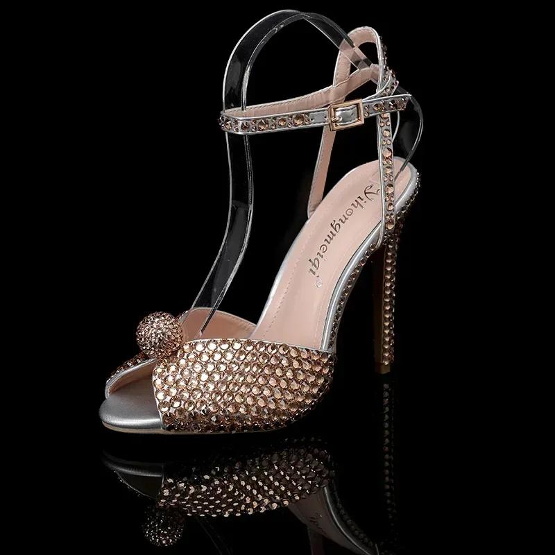 High Heel Women Sandals Platform Crystal Queen Rhinestone Bride Wedding Shoes Fish Mouth Woman's Gladiator Summer Shoes