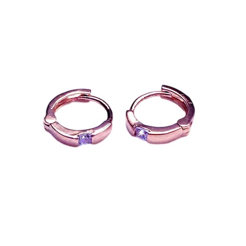 Exquisite Russian Purple Gold Single Zircon Earbone Buckle, Simple And Exquisite Rose Gold-Plated Diamond-Set Single-Row Earrings For Women