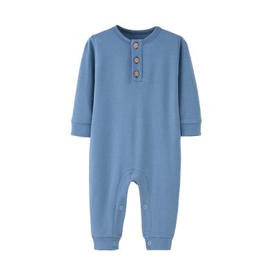 Jumpsuit Romper Bodysuit Baby Boy Boy Clothing Spring Round Neck Button Years Old Long Sleeve 9403 Blue 3Month [Misia Luxury] Children's 0-1