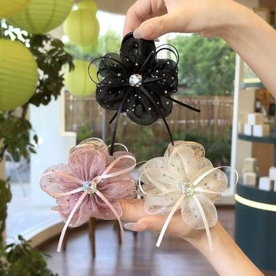 Elegant Sweet Mesh Flower Hair Claw For Women  Bow Hair Grab Clamp Shark Clip Hair Accessories Gift