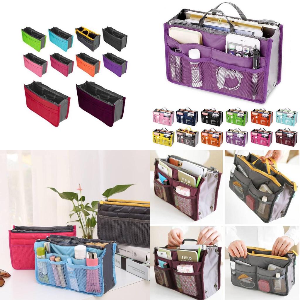 Sac à Maquillage Moderne Simple à Double Fermeture Éclair en Polyester Pour Voyage et Rangement de Salle de Bain