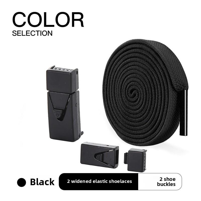 1pairs Wide Elastic Flat Straps with Metal Press Buckles - No Need To Tie Lazy Shoelaces, Lightweight Elastic Shoelaces Suitable for Sports Shoes