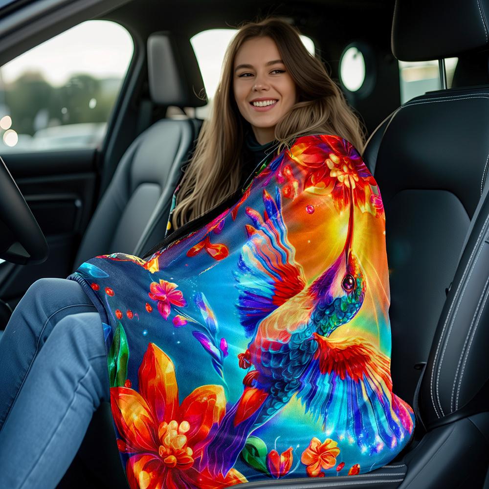 Bunte Kolibri-Blumen-Galaxie Fleece-Decke Lebendiger Kunstdruck Weicher Flanell-Überwurf Tropische Natur-Dekoration Hauswandkunst Geschenk
