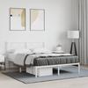 Metal Bed Frame with Headboard White 135 x 190 cm