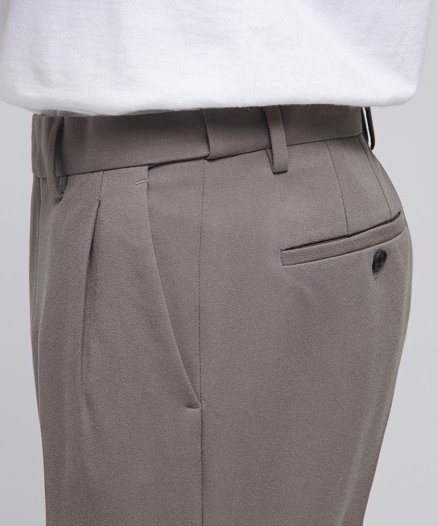 MUSINSA STANDARD Wide Hidden Banding Crop Slacks [Dusty Beige]