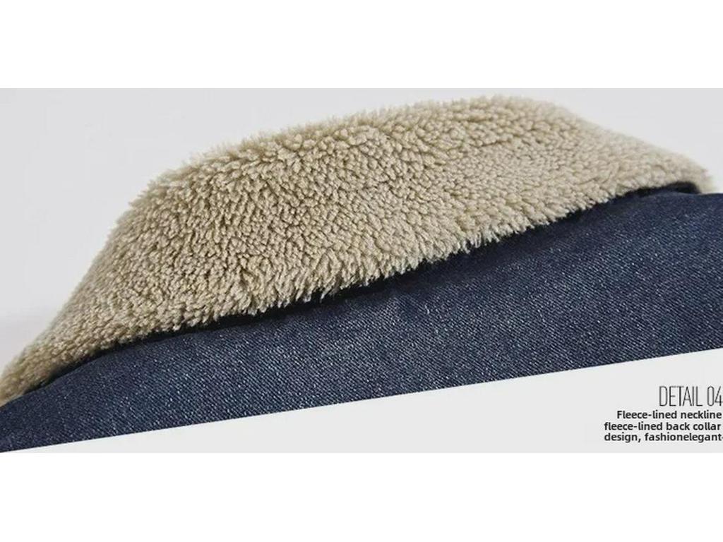 Men's American-Style Casual Denim Cotton Jacket with Plush Lining, Loose Fit, Thickened for Cold Weather.