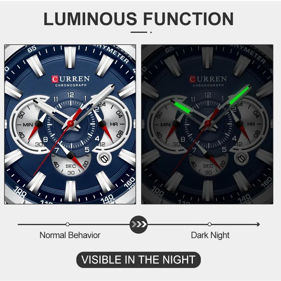 CURREN Herrenuhren Luxus Chronograph Quarzuhr Wasserdicht Sport Armbanduhr Edelstahl Männliche Uhr