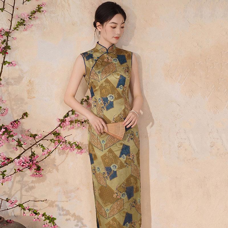 Kolsuz günlük ulusal tarz yeni Çin tarzı Suzhou uzun cheongsam geliştirilmiş genç 1011 yeni kadın yüksek kalite yaz