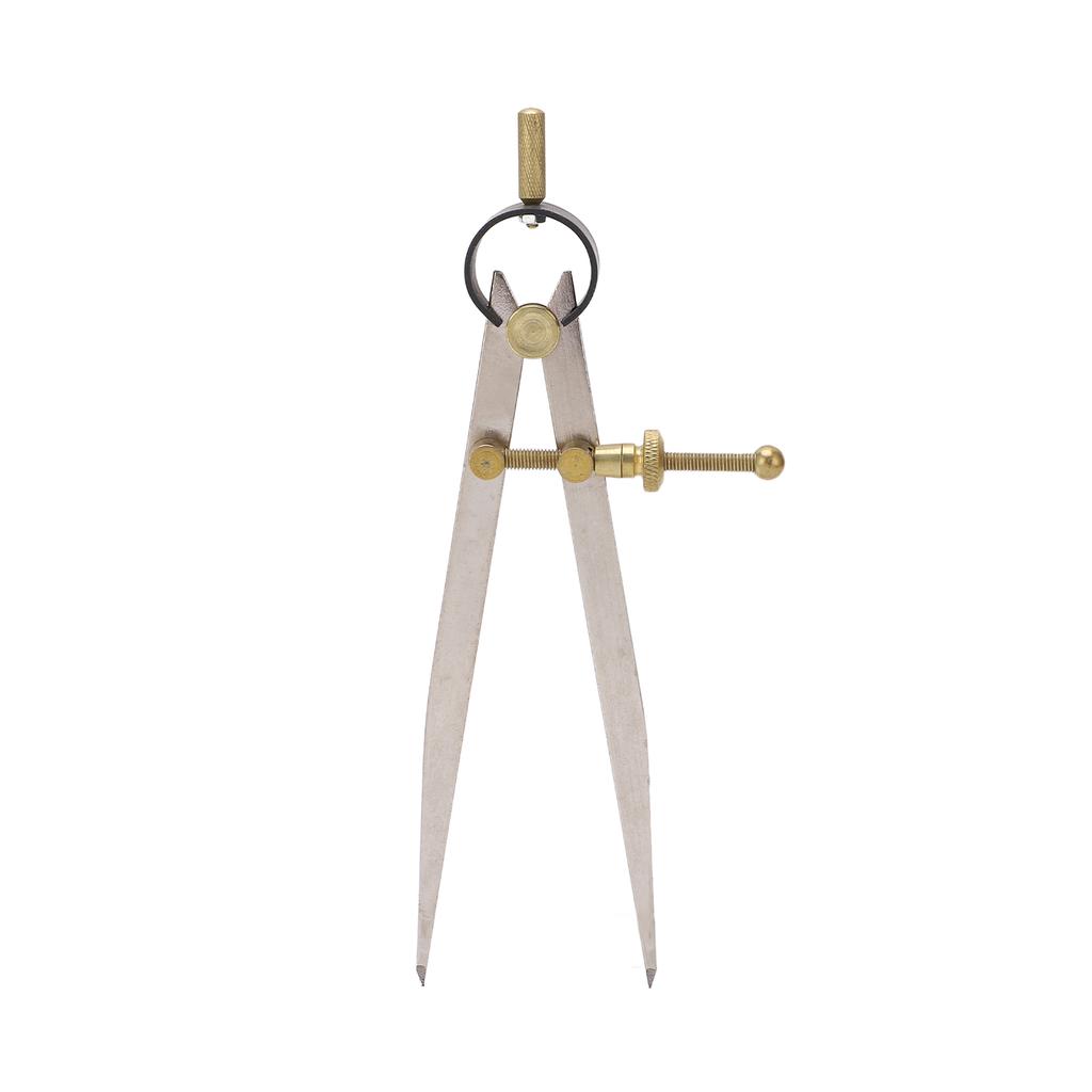 Compas à pointe sèche Haute Précision Résistant à la Rouille Or Réglable Verrouillable Jauge de Division en Cuir pour Lea