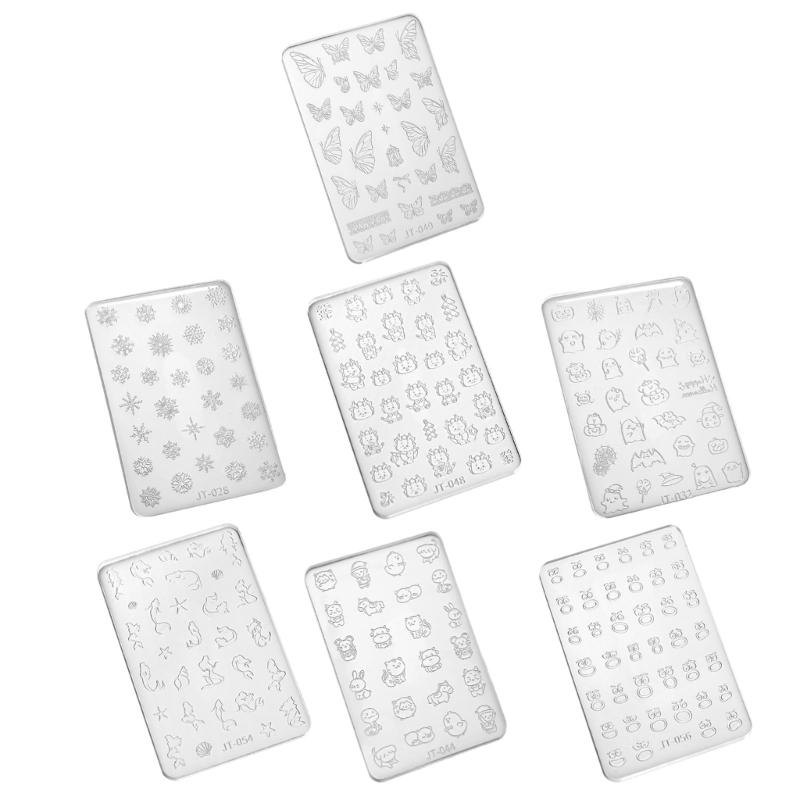 Flower Nail Art Silicone Mold 3D Butterfly Embossing Gel Print Stencil Nail Carving Template Tool for DIY Nail Art Decors