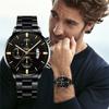 Fashion Men Stainless Steel Watch Luxury Calendar Quartz Wrist Watch Mens Business Watches for Man Clock Montre Homme