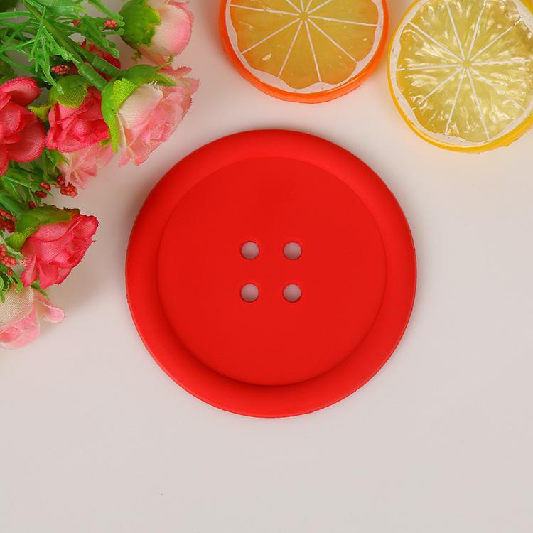 

Silicone Beverage Mat, Colored Round Button Shaped Coaster, Coffee Beverage Mat, Insulated Mat with Deep Groove and Non-Slip Placemat красный