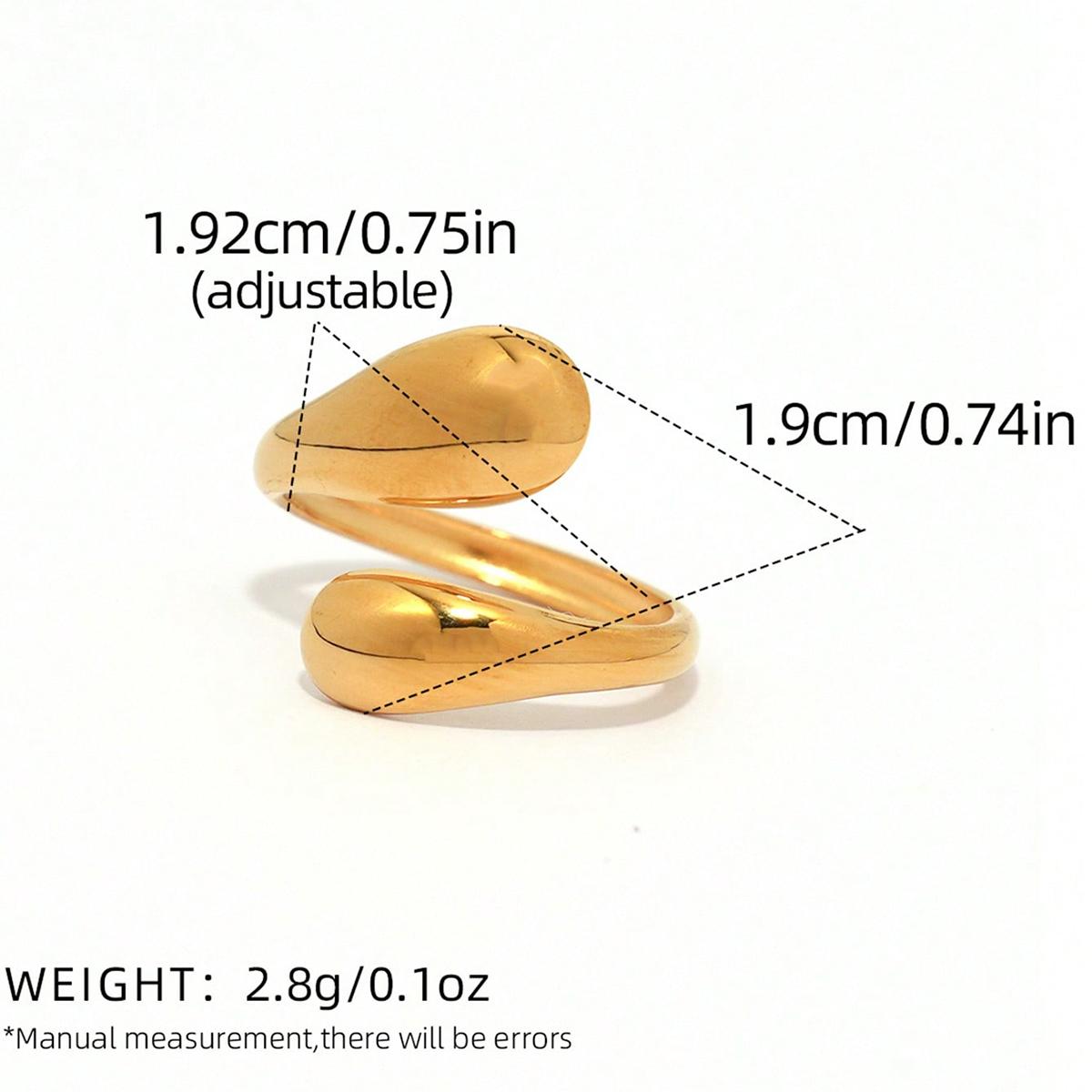 

Stainless Steel Geometric Hollow Wide Ring Metal Texture Waterproof Daily Simple Stylish 18K Gold Plated Zircon for Women resizable