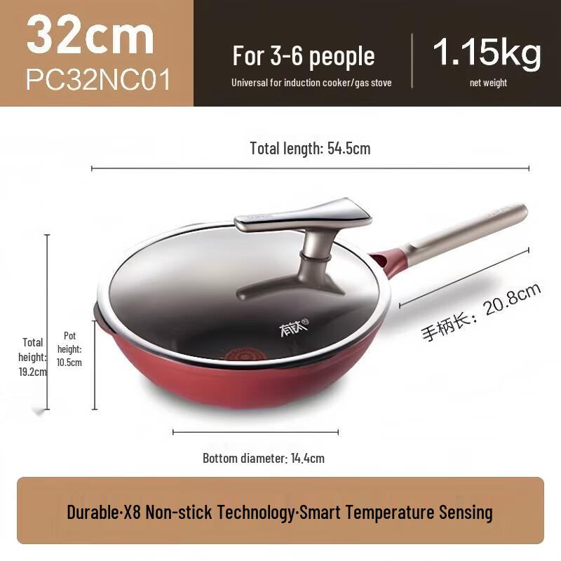 

Supor Titanium Non-Stick Wok with Red Dot Indicator