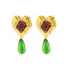 Salircon Vintage 1 Pair Metal Heart Dangle Earrings for Women New Bohemia Gold Color Earrings Jewelry Daily Accessories Gifts