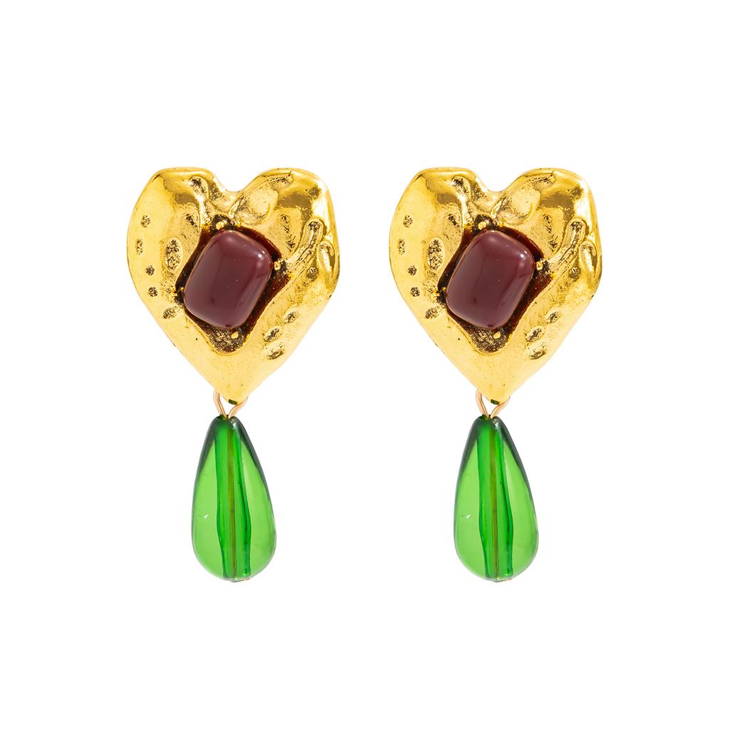 Salircon Vintage 1 Pair Metal Heart Dangle Earrings for Women New Bohemia Gold Color Earrings Jewelry Daily Accessories Gifts
