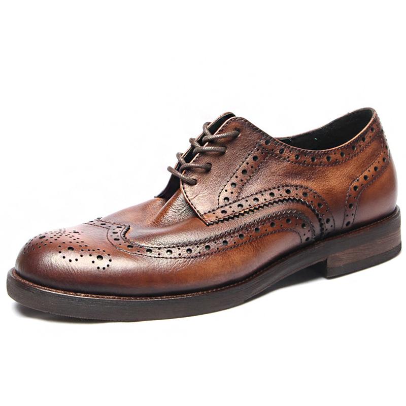 Genuine leather Men Formal Shoes Handcrafted Men Brogue Dress Shoes Classic Business Mens Oxford Shoes Luxury leather footwear