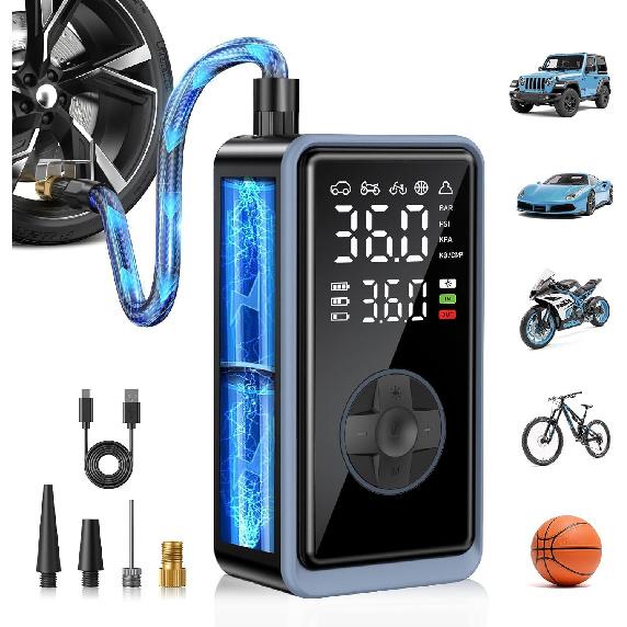 Tire Inflator Portable Air Compressor - 150PSI Cordless Air Pump for Car Tires, Portable Tire Inflator for Car, Air Compressor with Pressure