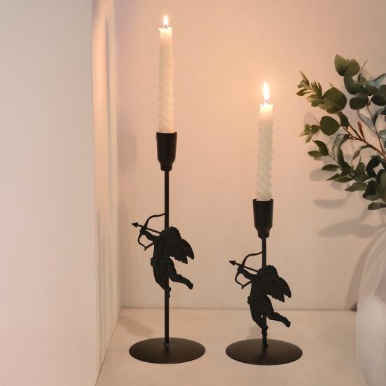 1/3Pcs Iron Art Cupid Candle Holder Vintage Metal Candlestick Home Living Room Wedding Party Taper Candle Stand Table Centerpiece Ornament