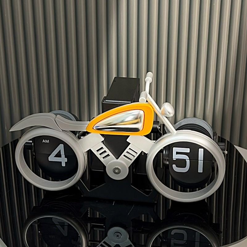 Retro Creative Bicycle Flip Clock Automatic Page Turning 12 Hour Mode Desk Table Clocks Home Office Decor Mechanical Desk Clock