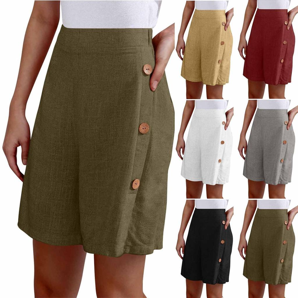 Women's Casual High Waisted Solid Color Wide Leg Flared Loose Shorts Wide Leg Flared Loose Shorts