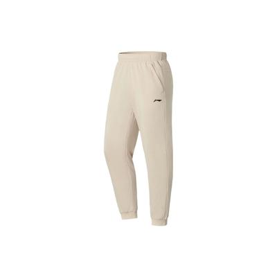 Li Ning Comfortable Tapered Sports Pants Men Bottoms Oatmeal-Gray AKLS351-3