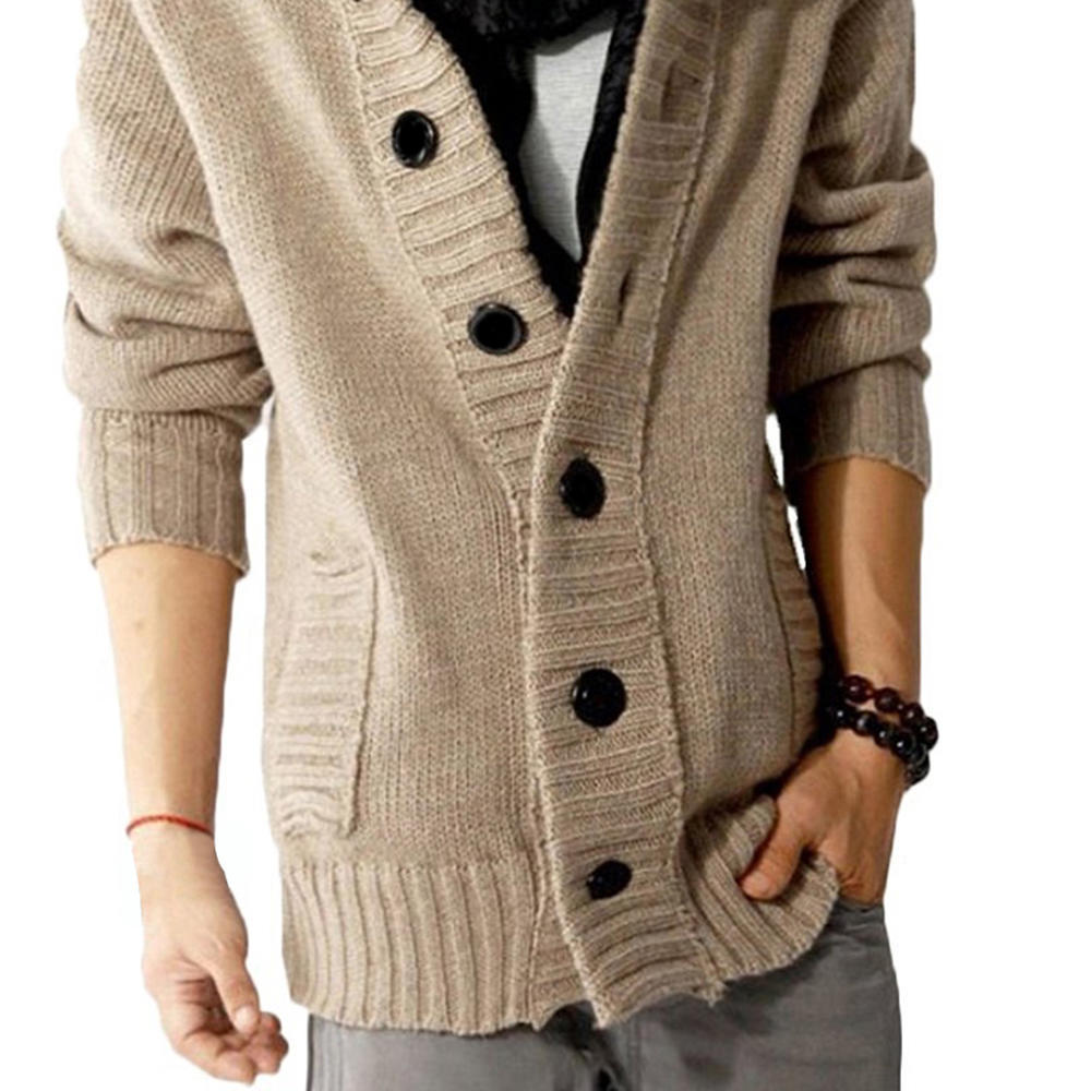 thumbnail image 2 of AQAYL Mens Cable Knit V Neck Sweaters Color Block Pullover Sweater 2 of 12
