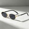 New Fashionable Metal Oval-Frame Sunglasses Retro Street Style Sun Glasses Unisex Outdoor Travel Anti-UV Shades UV400
