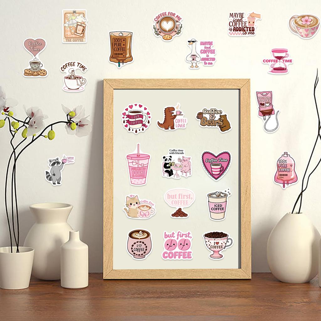 50/100pcs Funny Coffee Bookish Book Reading Stickers Kindle Aesthetic Girls Decals Ipad Phone Laptop Diary Sticker