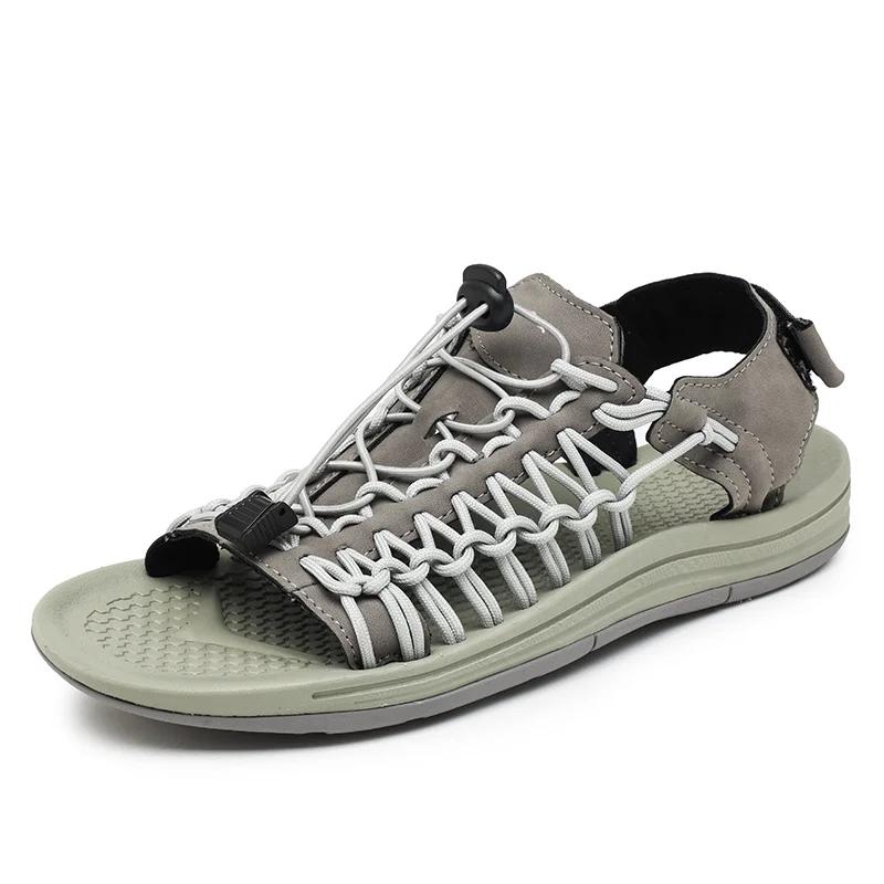 Fashion Summer Mens Sandals British Style Casual Leather Outdoor Flat Designer Sandals Comfy Breathable Soft Bottom Beach Walking Shoes