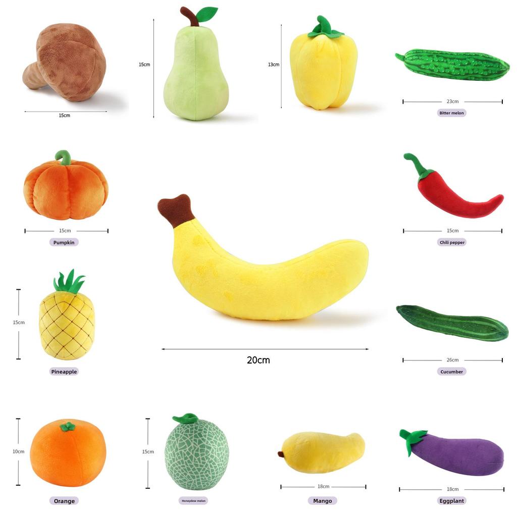 Plush Fruit Toys Set With Soft Pp Cotton For Kids Role Play And Educational Games