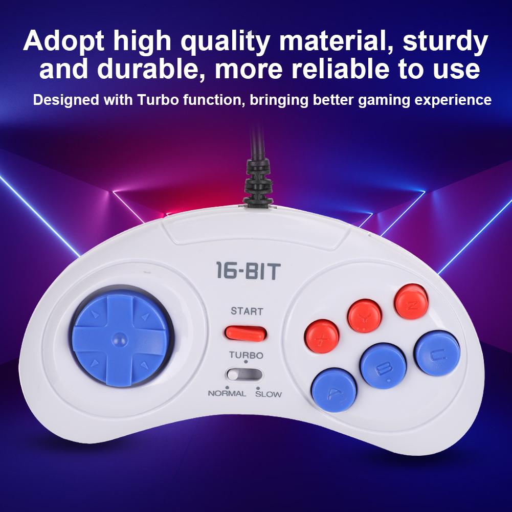 16Bit 9 Pin Mini Handheld Game Console Ergonomic Gaming Controller White for Sega