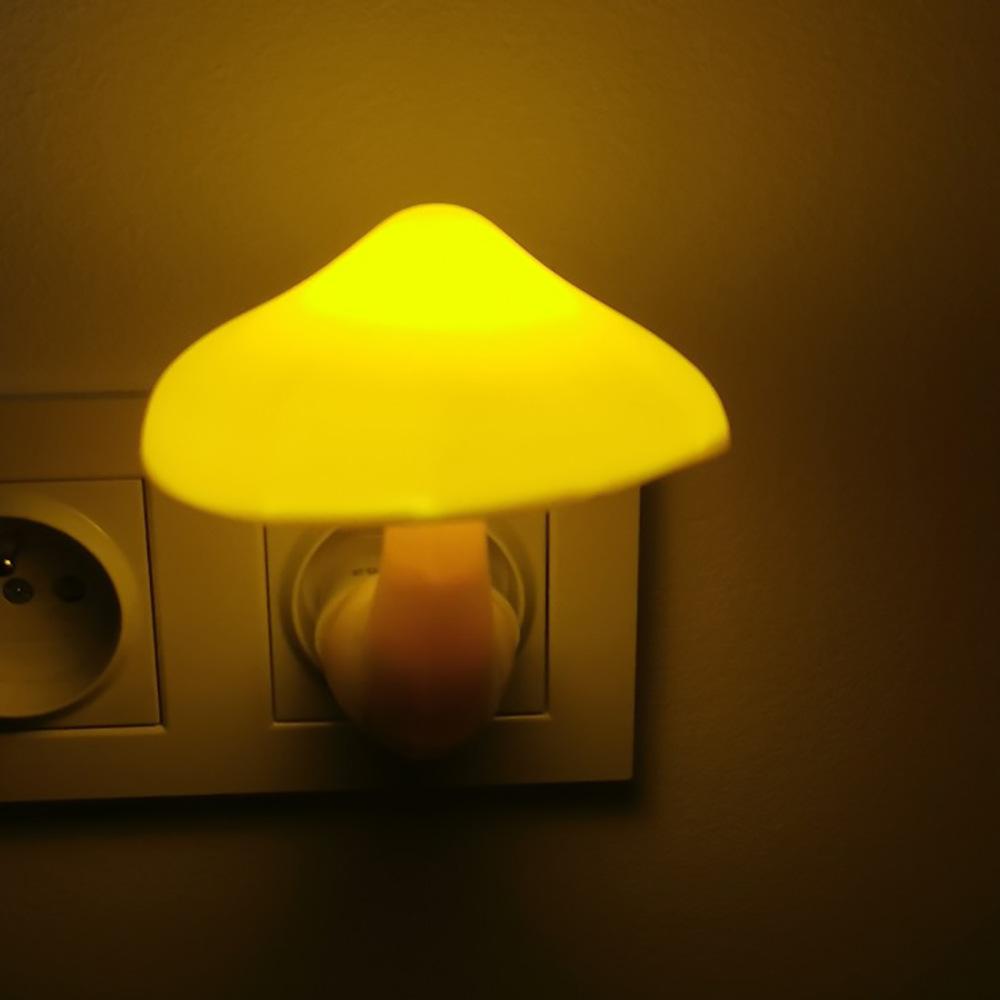 1/3pcs LED Night Light Mushroom Wall Lamp EU Plug Light Control Induction Energy Saving