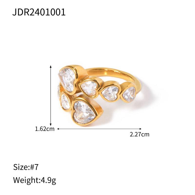 Stainless Steel Zirconia Open Ring, High-end Finger Ring, Titanium Steel Hand Accessory