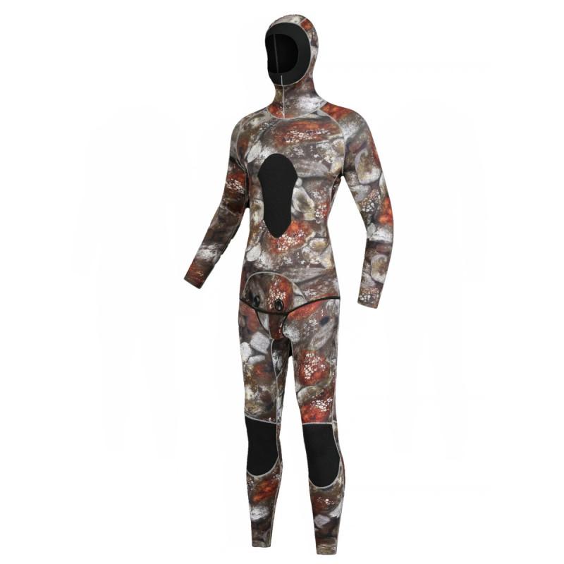 Muta separata in neoprene da 3 mm Uomo Donna Mimetica con cappuccio Apnea Surf Pesca subacquea Immersioni profonde Salvataggio Calda