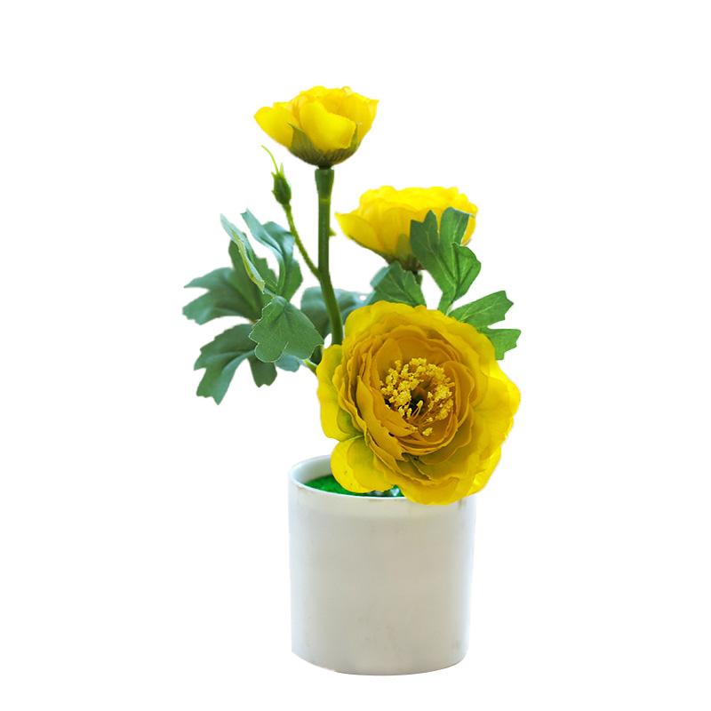 1 STK Hjem Hage Dekor Te Rose 3 Hoder Bord Ornament Falske Blomster Kunstig Blomst Mini Bonsai