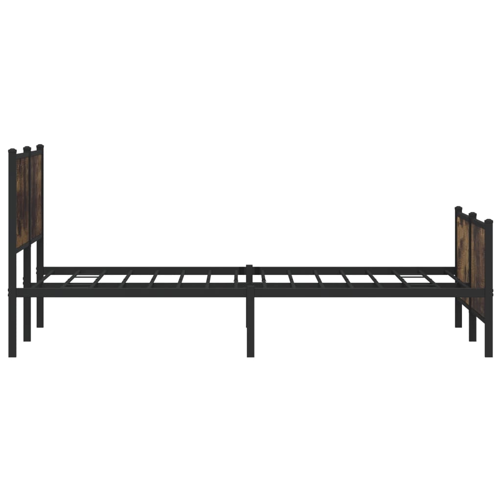 Metal Bed Frame Without Mattress Smoked Oak Finish 200 X 200 Cm