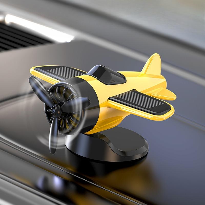 Solarbetriebenes Drehendes Flugzeug Auto Armaturenbrett Ornament 360° Auto-Drehdeko Flugzeug Ornamente Autoinnendekoration