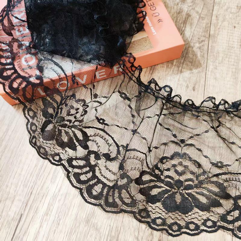 Renda Jacquard Preta de 16cm de Largura para Vestido de Banquete com Manga Sino DIY e Pijama Sexy