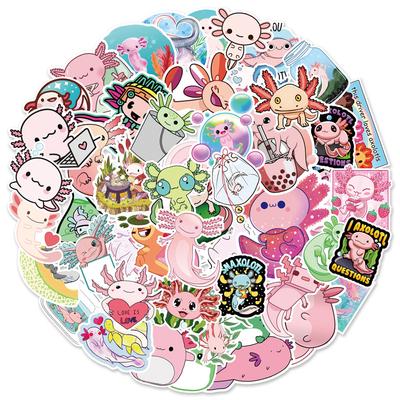 50 Cute Cartoon Cute Axolotl Notes Luggage Water Cup Skateboard Doodle Decorative Stickers