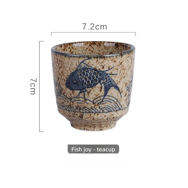 1pcs Japanese Style Ceramic Tea Cup Hand-painted Kung Fu Tea Set Underglaze Color Hotel Kitchen Utensils 200ml
