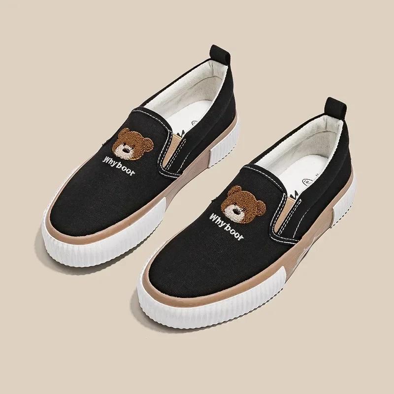 Little Bear Women's Vulcanize Shoes Comfortable and Casual Slip-On Flat Shoes Slip-Ons Women Shoes  Zapatillas De Mujer 2024
